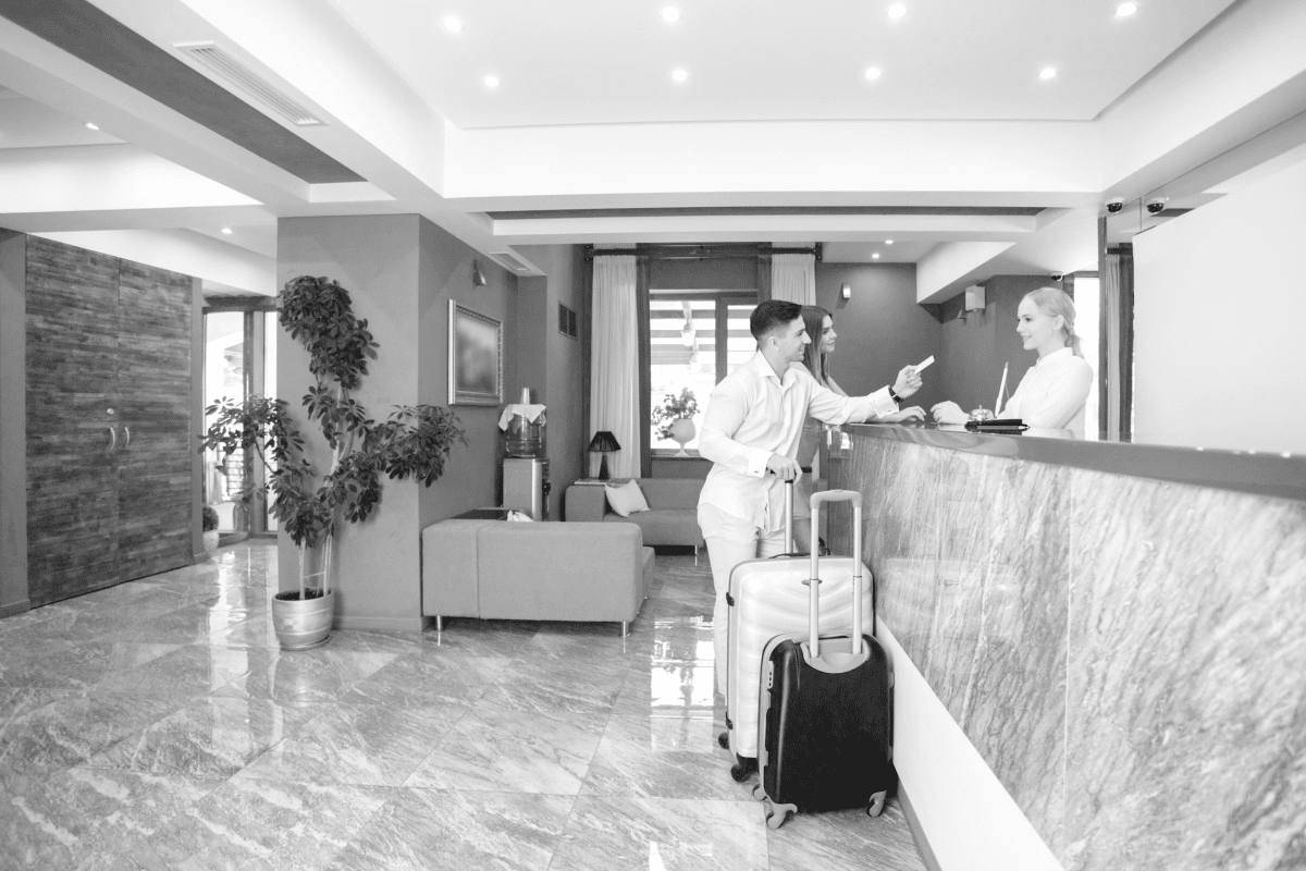 Reception desk B&W